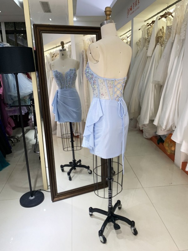 2025 New satin homecoming dress floral dresses for girls wholesale Beading Sequin Lace Back prom evening dresses