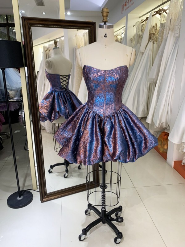2025 New fashion design jacquard ruffle multi-color short skirt sleeveless party dress princess wholesale prom dress for teens