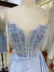 2025 New satin homecoming dress floral dresses for girls wholesale Beading Sequin Lace Back prom evening dresses