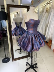 2025 New fashion design jacquard ruffle multi-color short skirt sleeveless party dress princess wholesale prom dress for teens