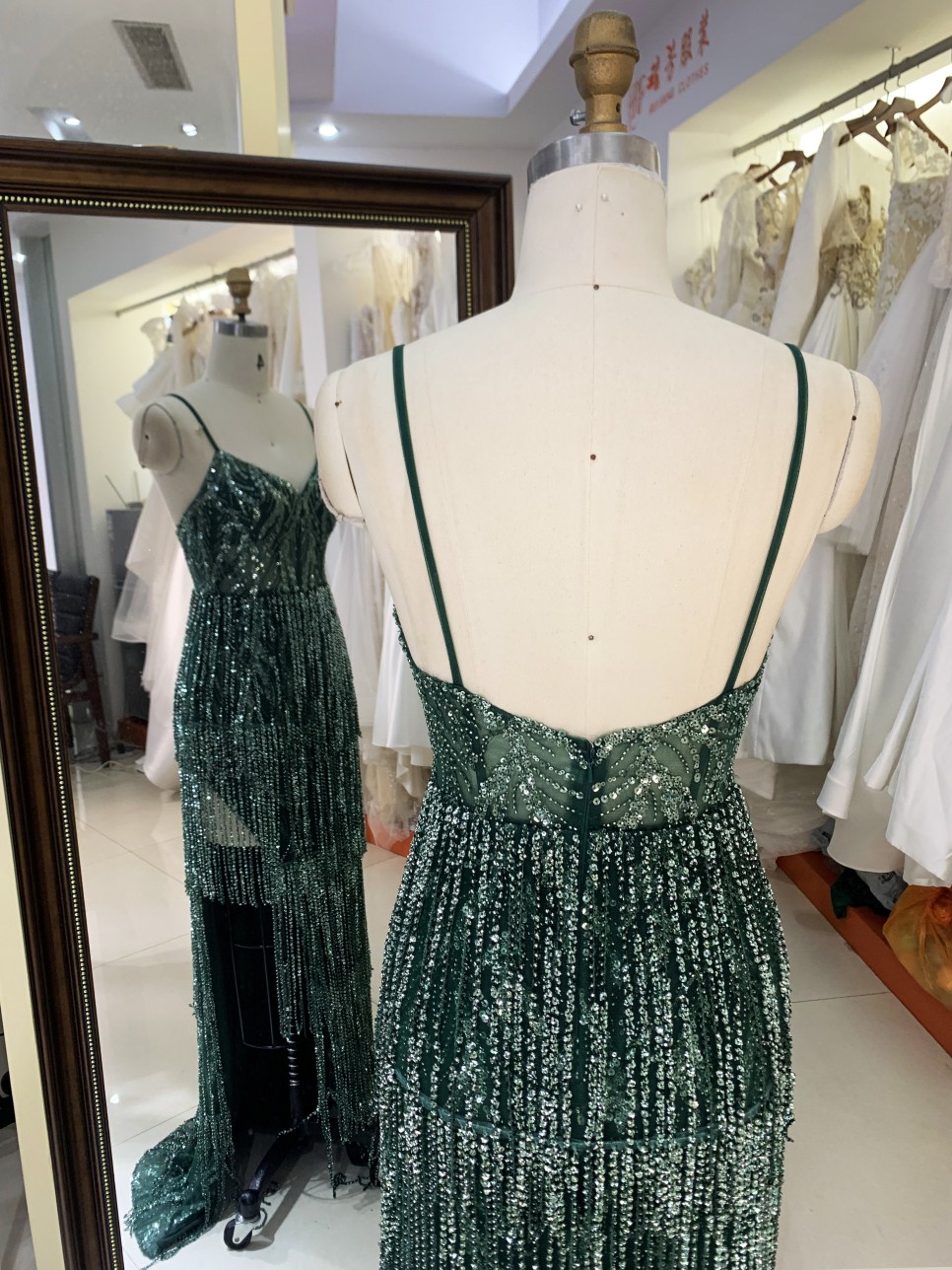 2025 V Neck Elegant Evening Prom Dress Beaded With Tassel Sequined Dress For Women Elegant Floor-length Dress