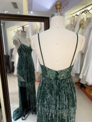 2025 V Neck Elegant Evening Prom Dress Beaded With Tassel Sequined Dress For Women Elegant Floor-length Dress