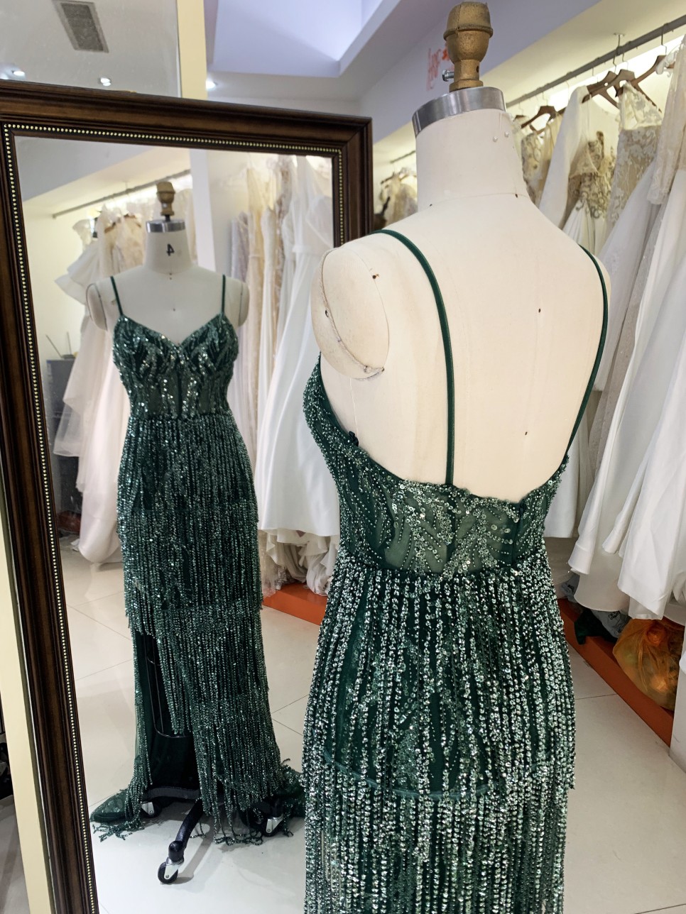 2025 V Neck Elegant Evening Prom Dress Beaded With Tassel Sequined Dress For Women Elegant Floor-length Dress