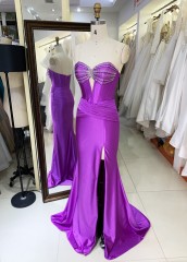 2025 Stunning embellished upper body sexy corset with crystal chain satin fabric party dress sequin mermaid evening dress