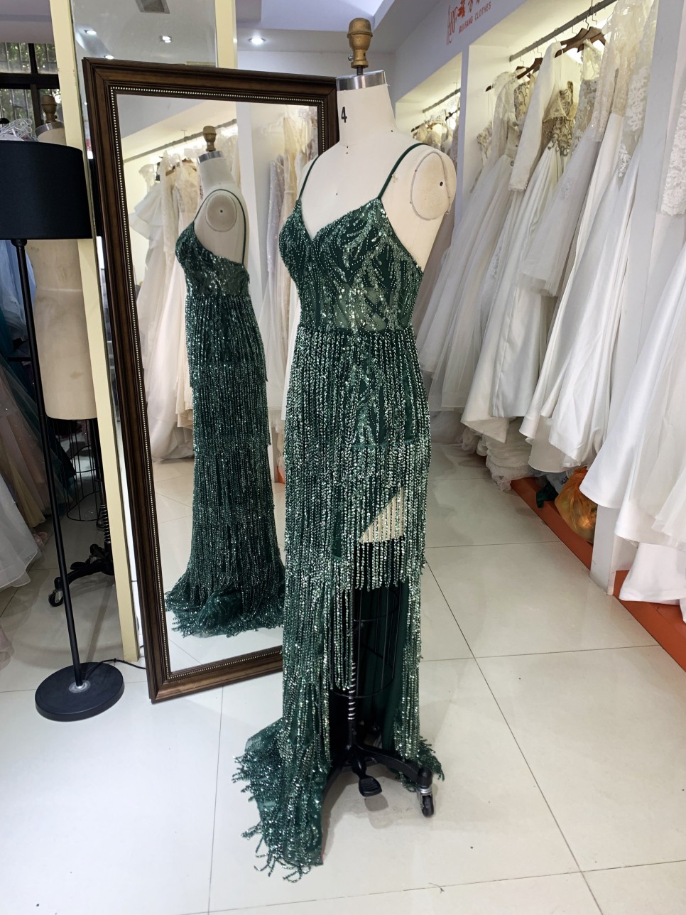 2025 V Neck Elegant Evening Prom Dress Beaded With Tassel Sequined Dress For Women Elegant Floor-length Dress