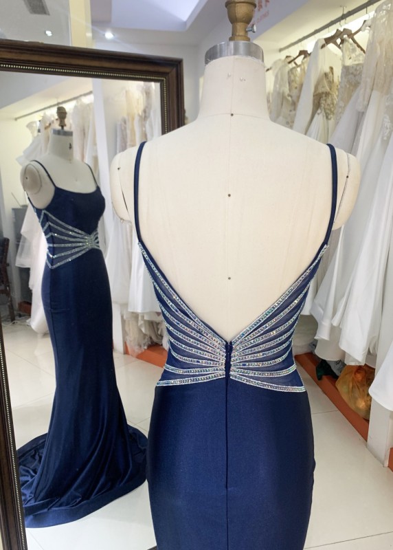New Fashionable 2025 evening high quality dresses slim backless Satin evening dresses royal blue color