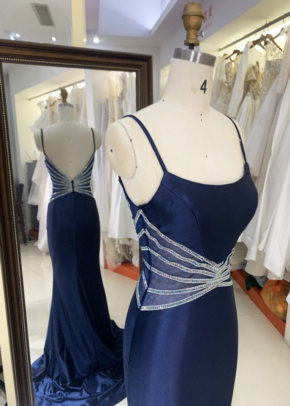 New Fashionable 2025 evening high quality dresses slim backless Satin evening dresses royal blue color