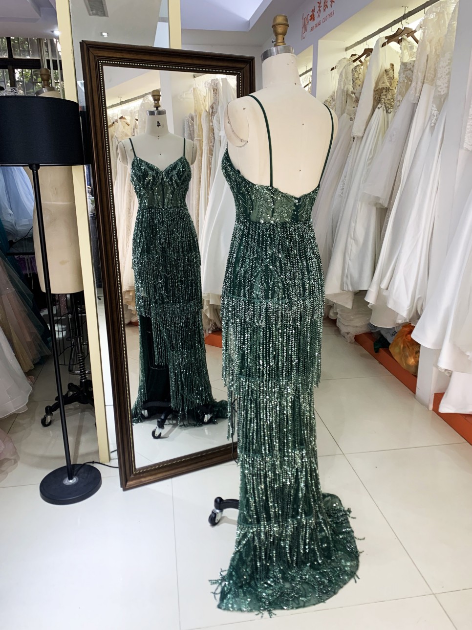 2025 V Neck Elegant Evening Prom Dress Beaded With Tassel Sequined Dress For Women Elegant Floor-length Dress