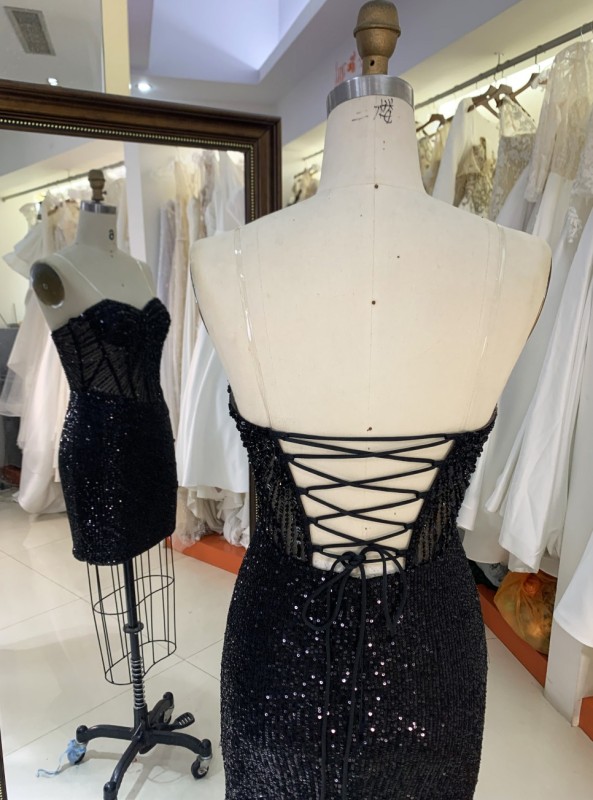 New Fashionable prom dresses Sexy Black corset sleeveless Evening Dress with rinhestone fringes dress For Party