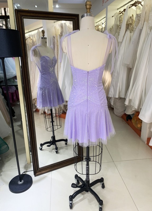 2025 Wholesale New Fashionable short prom dresses Sexy Open Back with Rhinestone Evening Prom Dress