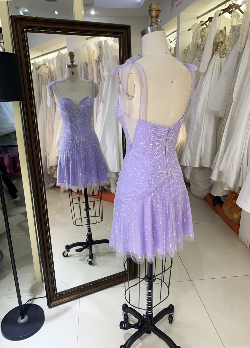 2025 Wholesale New Fashionable short prom dresses Sexy Open Back with Rhinestone Evening Prom Dress