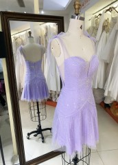 2025 Wholesale New Fashionable short prom dresses Sexy Open Back with Rhinestone Evening Prom Dress