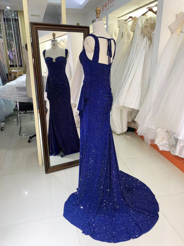 Sparkling navy blue Dresses For Party sexy evening dress slim backless wholesale elegant prom dresses 2025