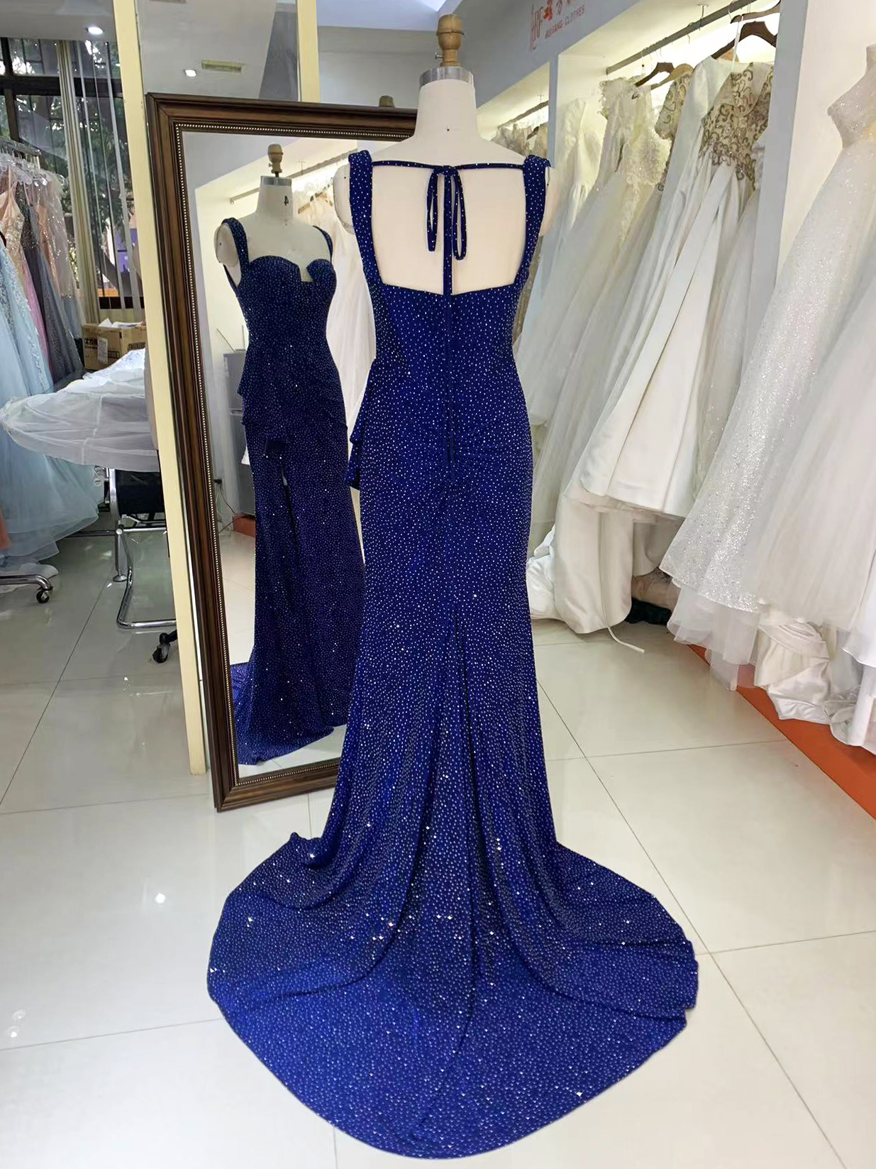 Sparkling navy blue Dresses For Party sexy evening dress slim backless wholesale elegant prom dresses 2025