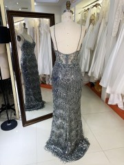 2025 V Neck Elegant Evening Prom Dress With Tassel Sequined Dress For Ladies Elegant Floor-length Dress with Beading