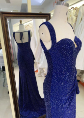 Sparkling navy blue Dresses For Party sexy evening dress slim backless wholesale elegant prom dresses 2025