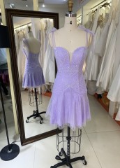 2025 Wholesale New Fashionable short prom dresses Sexy Open Back with Rhinestone Evening Prom Dress