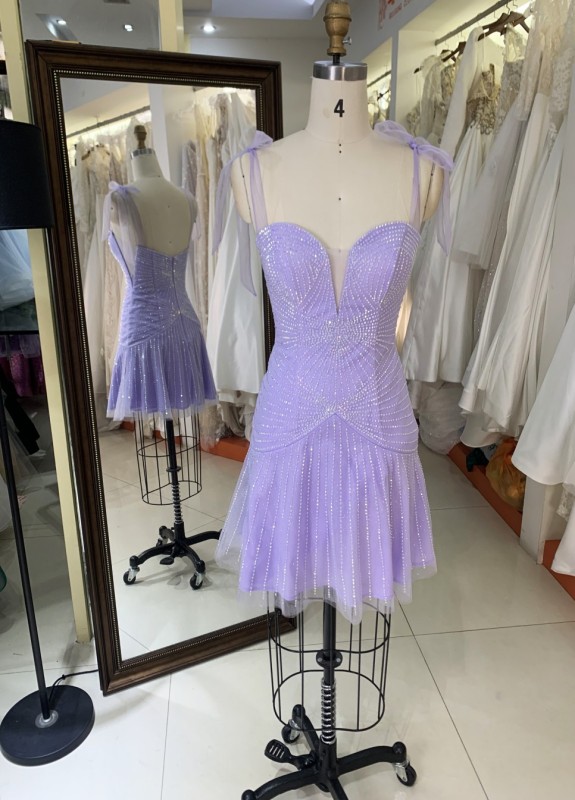 2025 Wholesale New Fashionable short prom dresses Sexy Open Back with Rhinestone Evening Prom Dress
