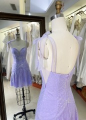 2025 Wholesale New Fashionable short prom dresses Sexy Open Back with Rhinestone Evening Prom Dress