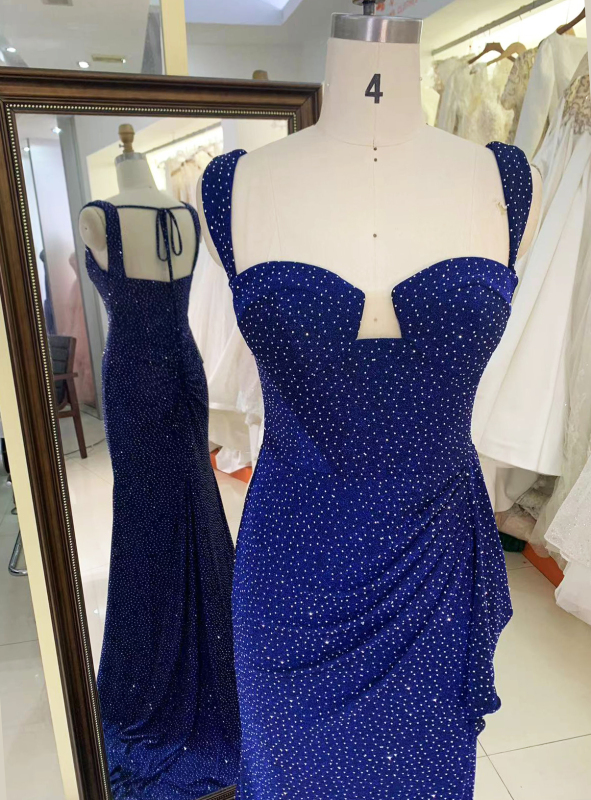 Sparkling navy blue Dresses For Party sexy evening dress slim backless wholesale elegant prom dresses 2025