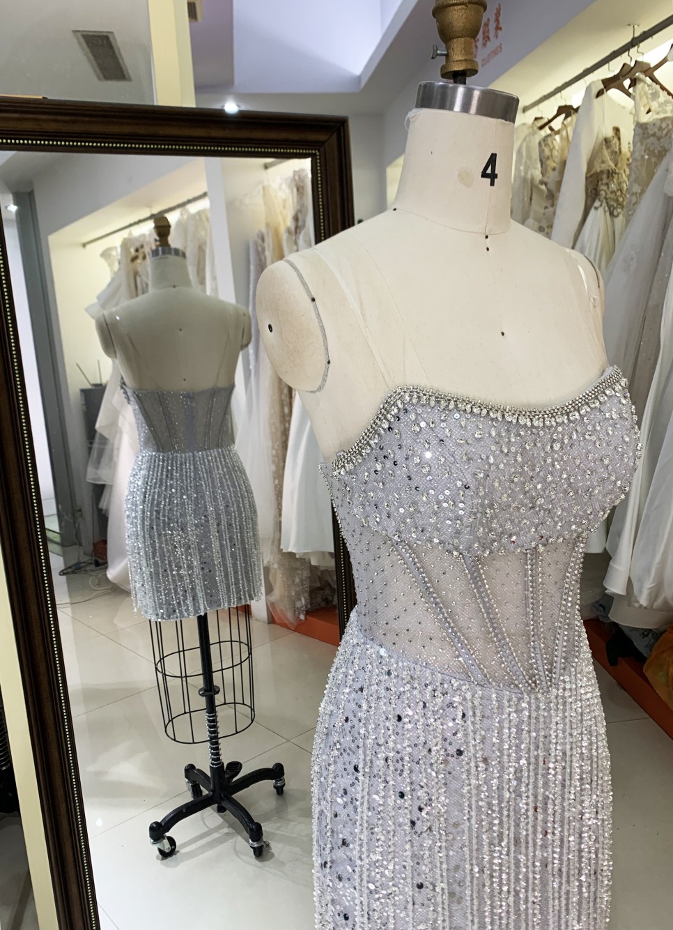 Sexy Rhinestone New fashion design Off The Shoulder Evening Prom Dress fringe dress luxury short silver evening dresses