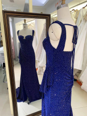 Sparkling navy blue Dresses For Party sexy evening dress slim backless wholesale elegant prom dresses 2025