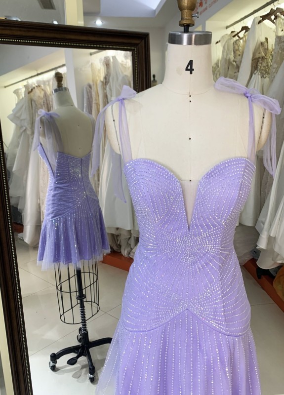 2025 Wholesale New Fashionable short prom dresses Sexy Open Back with Rhinestone Evening Prom Dress