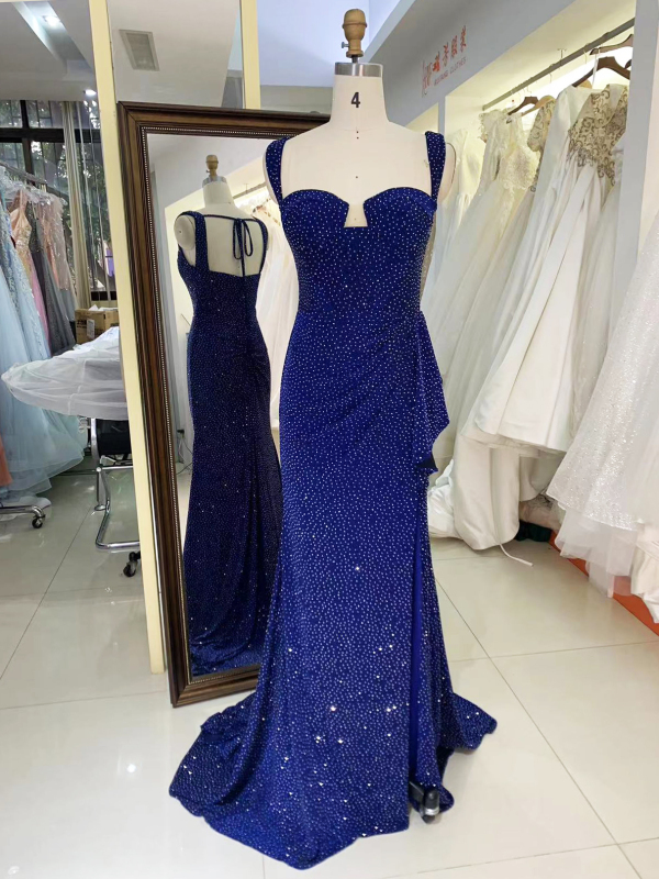 Sparkling navy blue Dresses For Party sexy evening dress slim backless wholesale elegant prom dresses 2025
