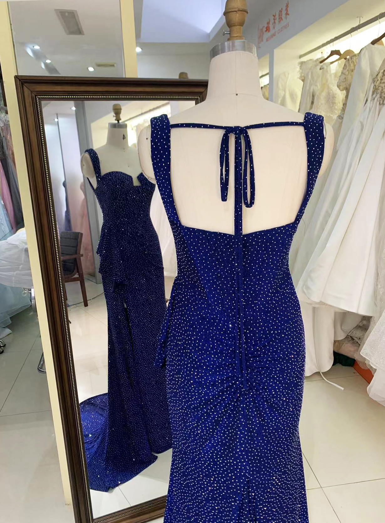 Sparkling navy blue Dresses For Party sexy evening dress slim backless wholesale elegant prom dresses 2025
