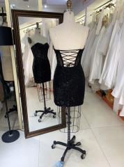 New Fashionable prom dresses Sexy Black corset sleeveless Evening Dress with rinhestone fringes dress For Party