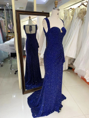 Sparkling navy blue Dresses For Party sexy evening dress slim backless wholesale elegant prom dresses 2025