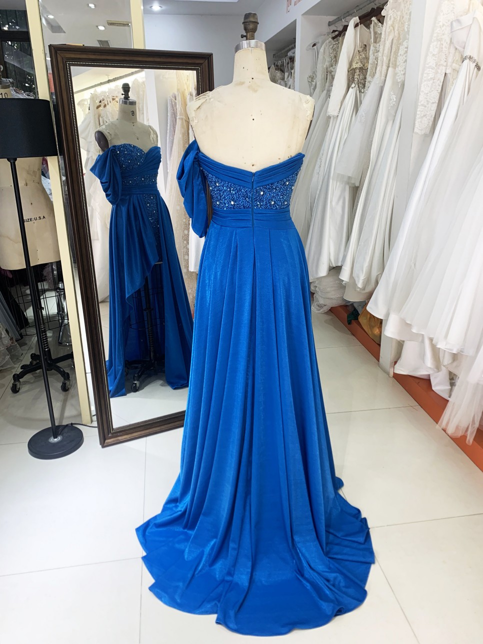2025 high quality wholesale brand off shoulder handmade beads elegant women slim evening dress pleated style prom dress