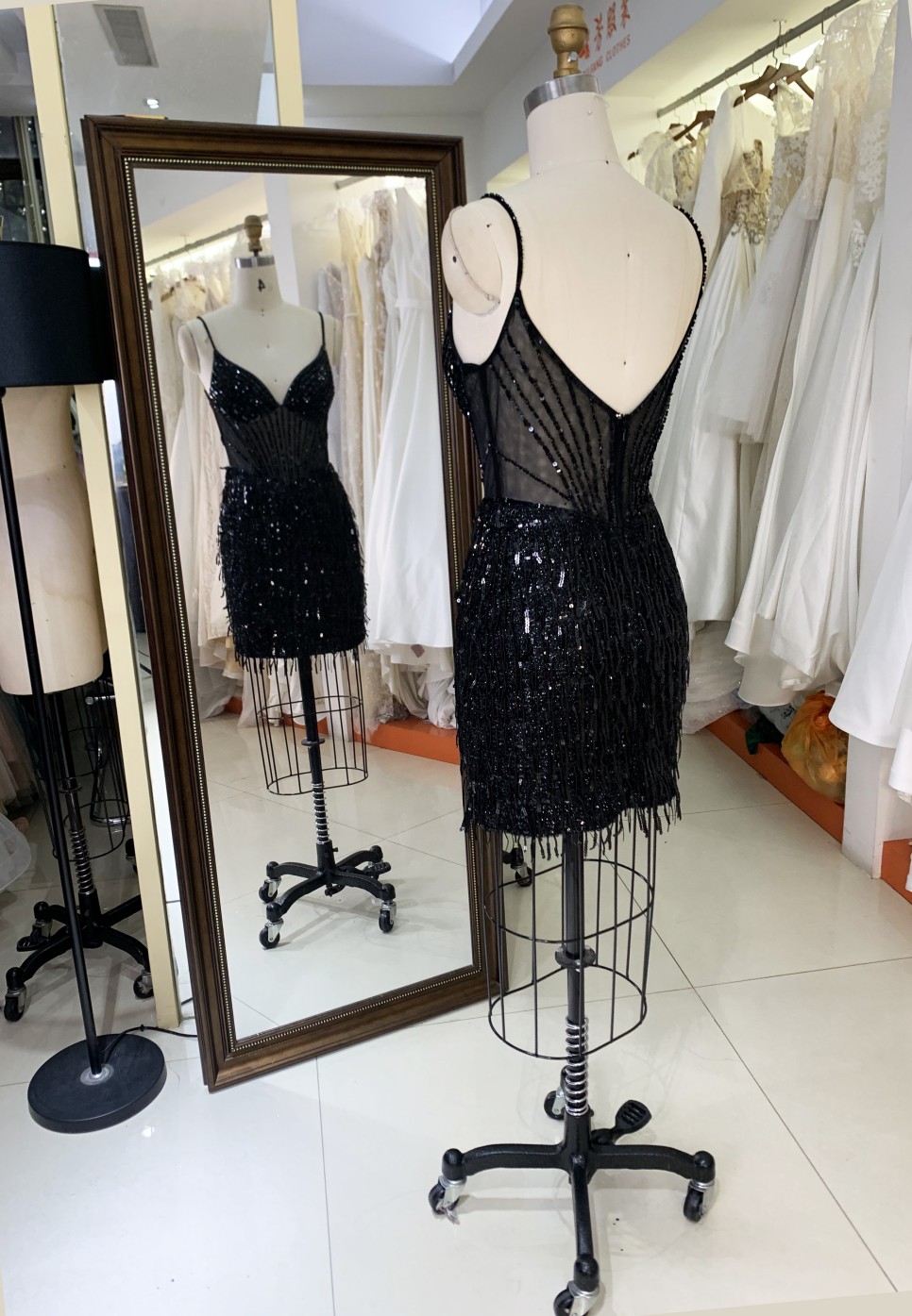 2025 Black fashion sexy tassel fringe sequin latin dance dress see-through corset party dress for Ladies Party Homecoming