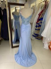 2025 New sexy satin straps pleat wholesale elegant long gowns evening dresses for bride prom dress girl