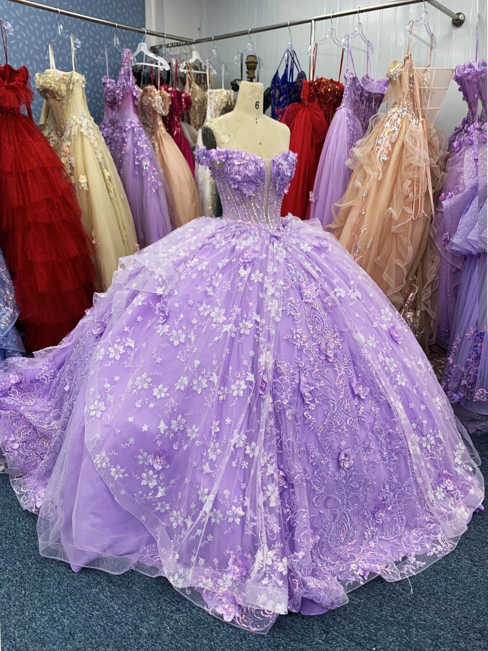 Hot Sale Fairy Quinceanera Elegant Purple Lace Beading Party Birthday Ball Gown Evening Dresses 2025