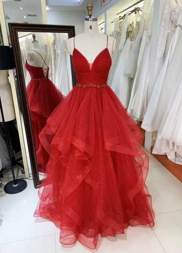 2025 New sexy elegant straps pleat wholesale elegant long ruffle gowns evening dresses for bride prom dress girl