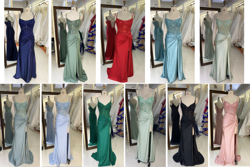 2025 New sexy satin straps pleat wholesale elegant long gowns evening dresses for bride prom dress girl