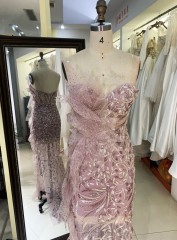 2025 New sexy elegant straps 3D flower wholesale elegant long gowns evening dresses women for prom dress girl