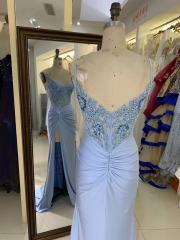 2025 New sexy satin straps pleat wholesale elegant long gowns evening dresses for bride prom dress girl