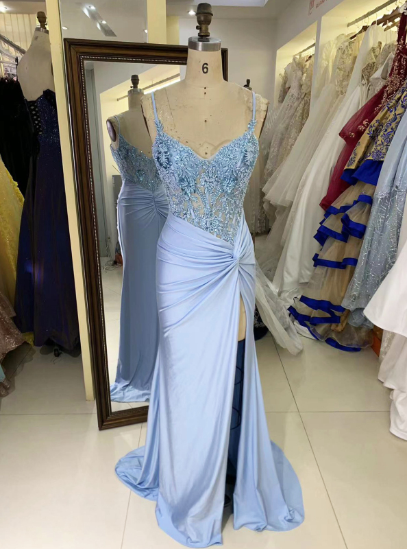 2025 New sexy satin straps pleat wholesale elegant long gowns evening dresses for bride prom dress girl