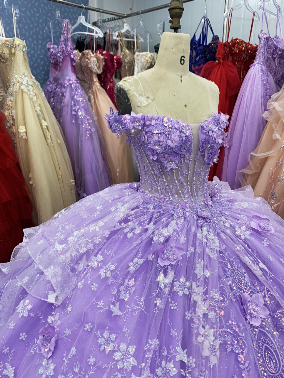 Hot Sale Fairy Quinceanera Elegant Purple Lace Beading Party Birthday Ball Gown Evening Dresses 2025