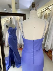 2025 New blue wholesale elegant sweetheart pleat beading straps prom party dresses for women evening gown