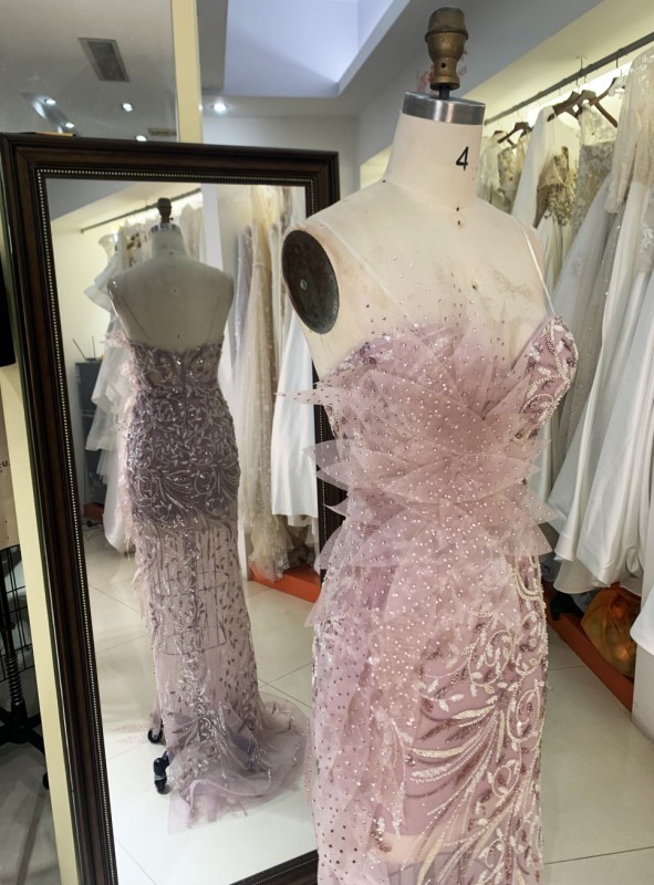 2025 New sexy elegant straps 3D flower wholesale elegant long gowns evening dresses women for prom dress girl