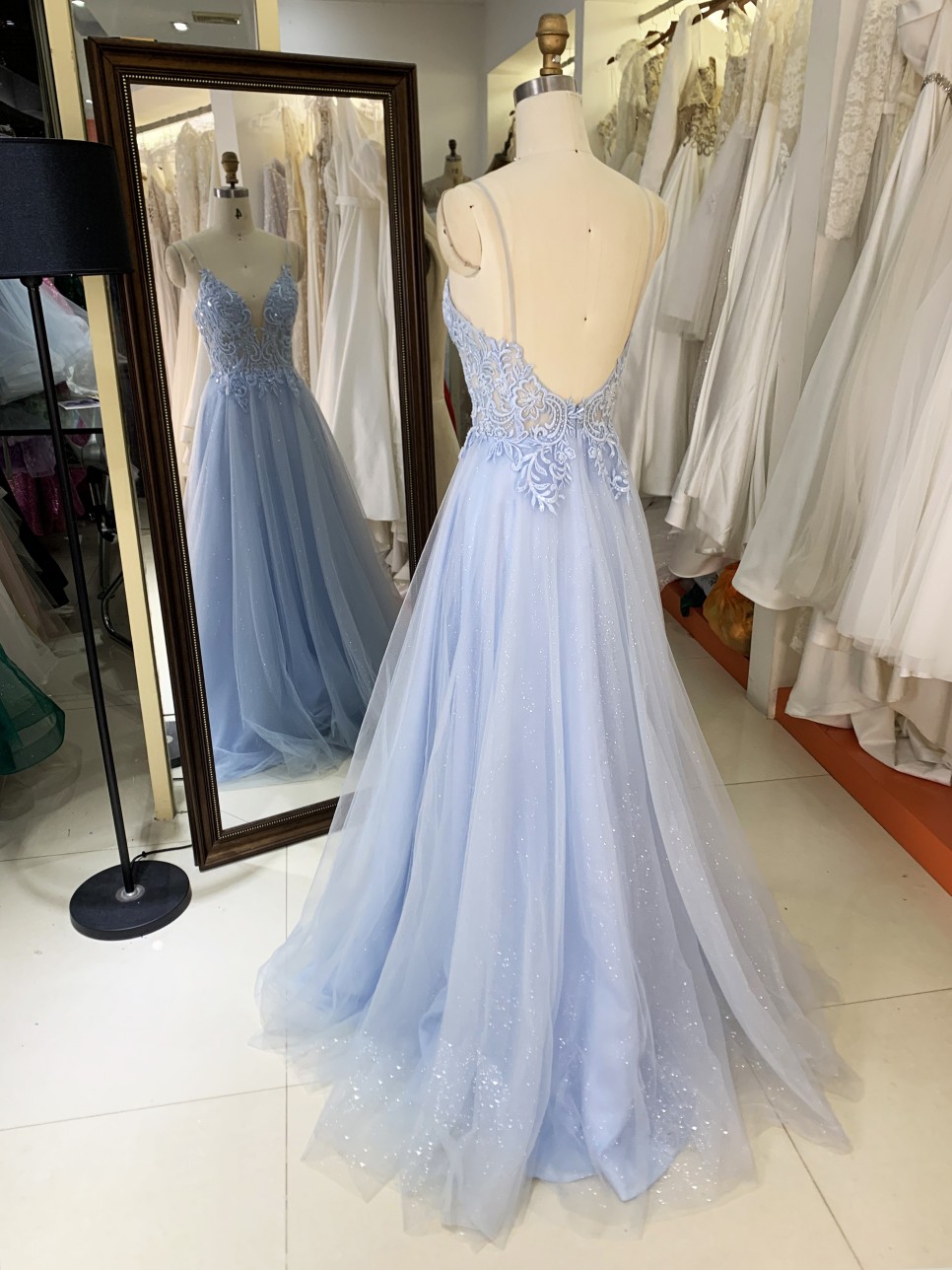 2025 New sexy elegant long prom dresses straps baby blue A line skirt wholesale gowns evening dresses for bride prom dress girl