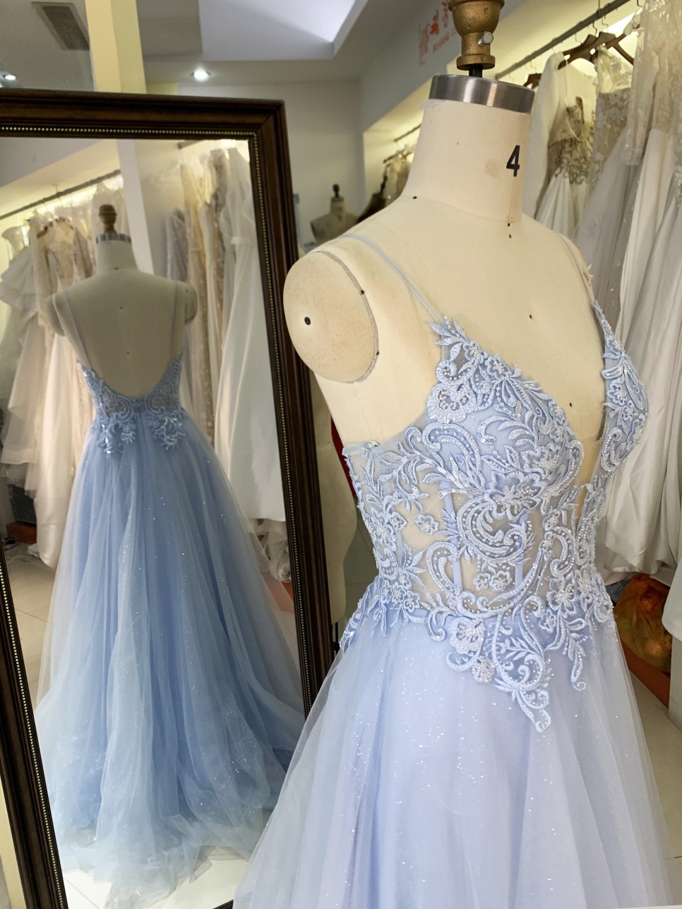 2025 New sexy elegant long prom dresses straps baby blue A line skirt wholesale gowns evening dresses for bride prom dress girl