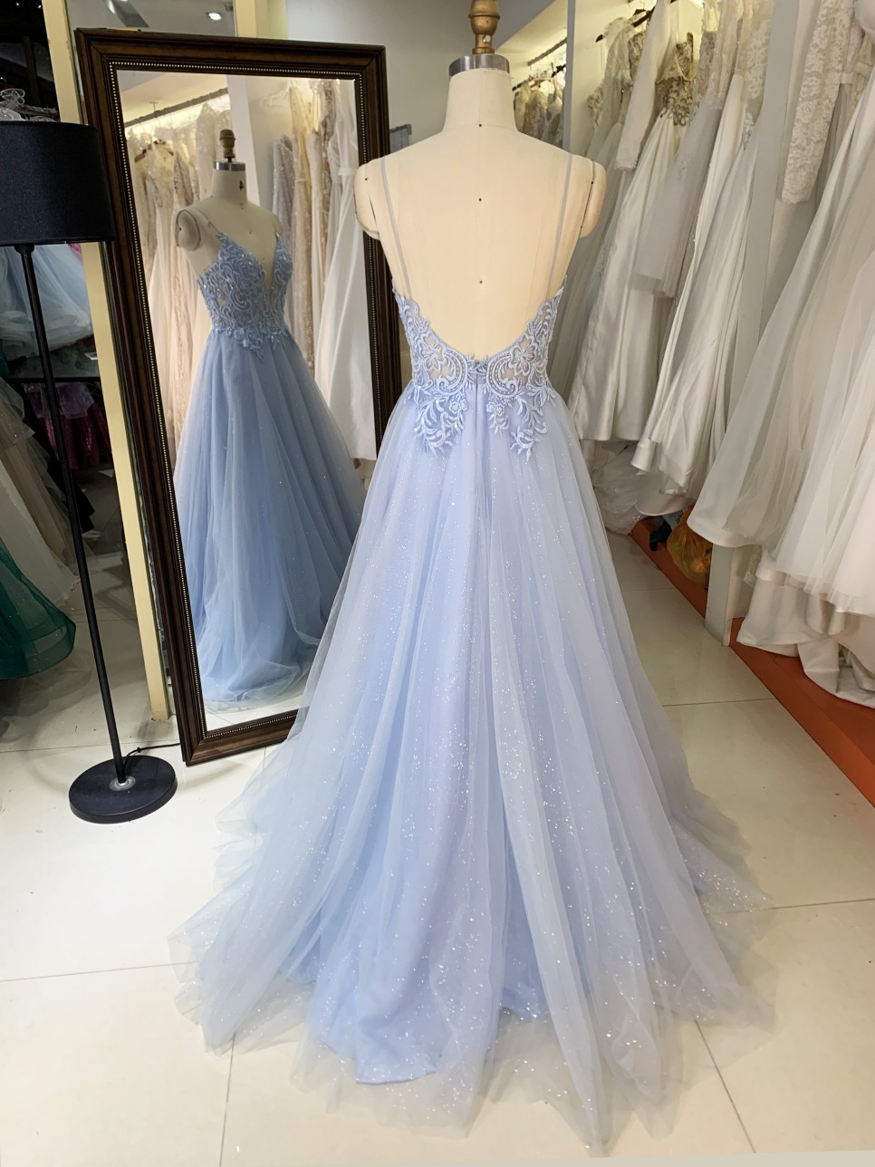 2025 New sexy elegant long prom dresses straps baby blue A line skirt wholesale gowns evening dresses for bride prom dress girl