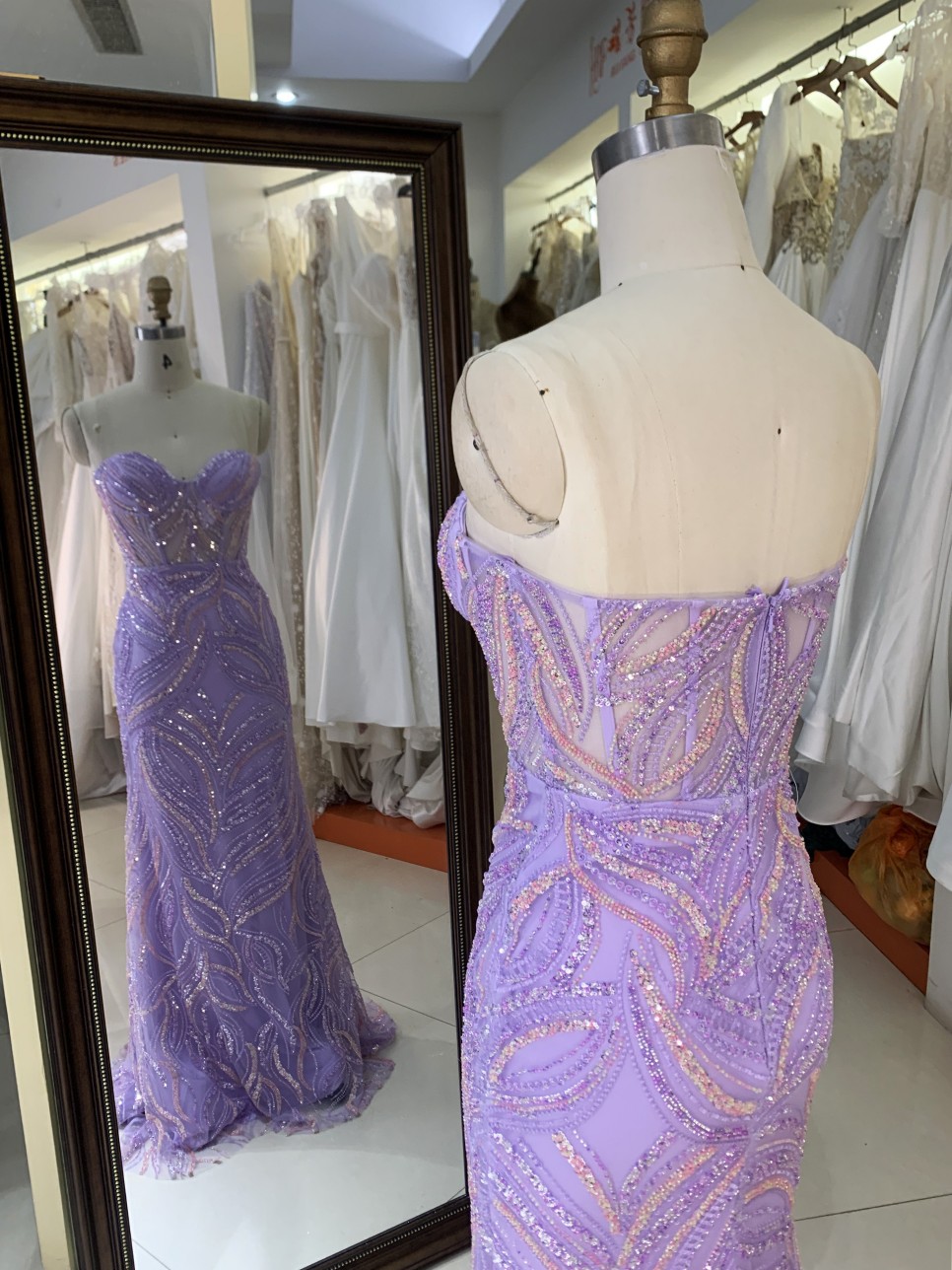 2025 New lilac wholesale prom dress lady elegant beading straps prom party dresses for women evening gown