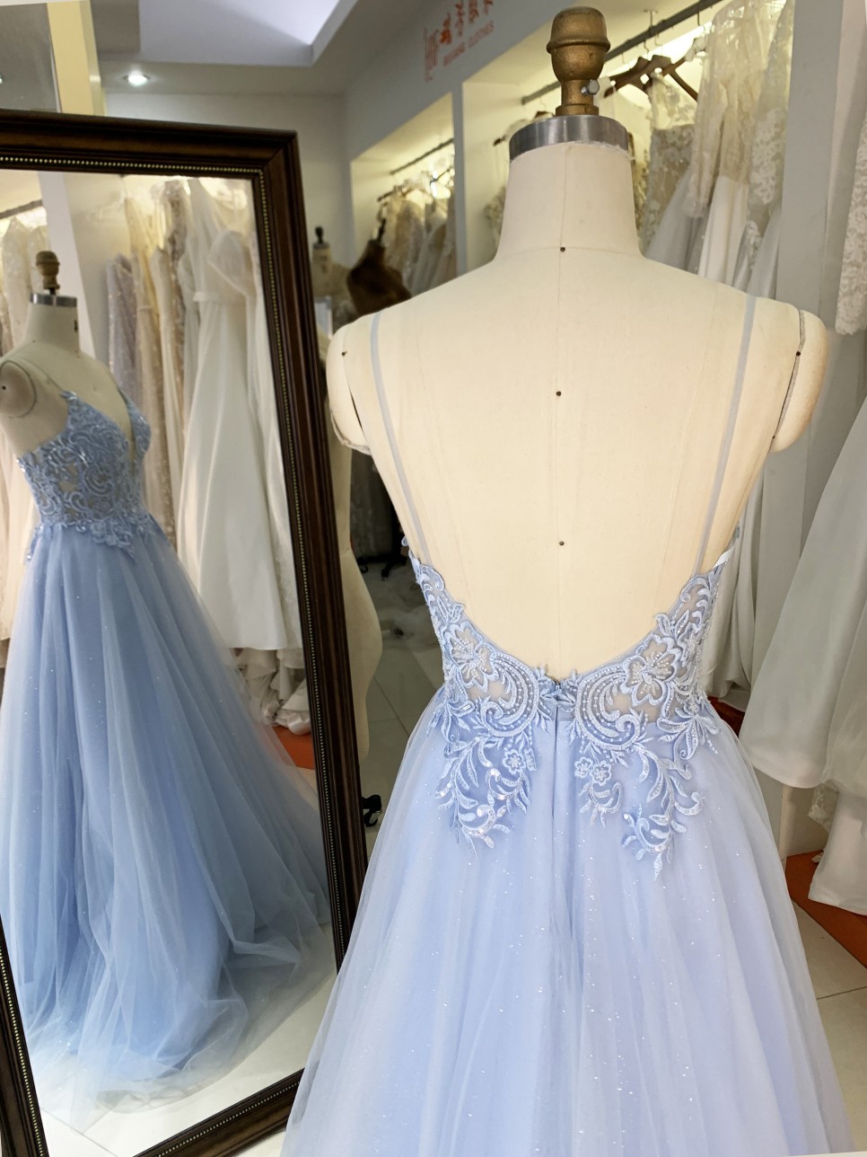 2025 New sexy elegant long prom dresses straps baby blue A line skirt wholesale gowns evening dresses for bride prom dress girl