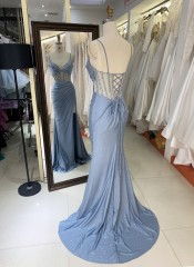 New America Wholesale LA Brand Fantastic Beading Chain Long Evening Dresses Crystal Embellished Gown for Prom Dress 2025