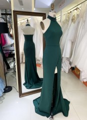Plus Size Evening Dress with High Slit and the Zipper Back for Women Elegant Floor-length Dress